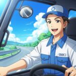 楽しそうに働くトラックドライバー
